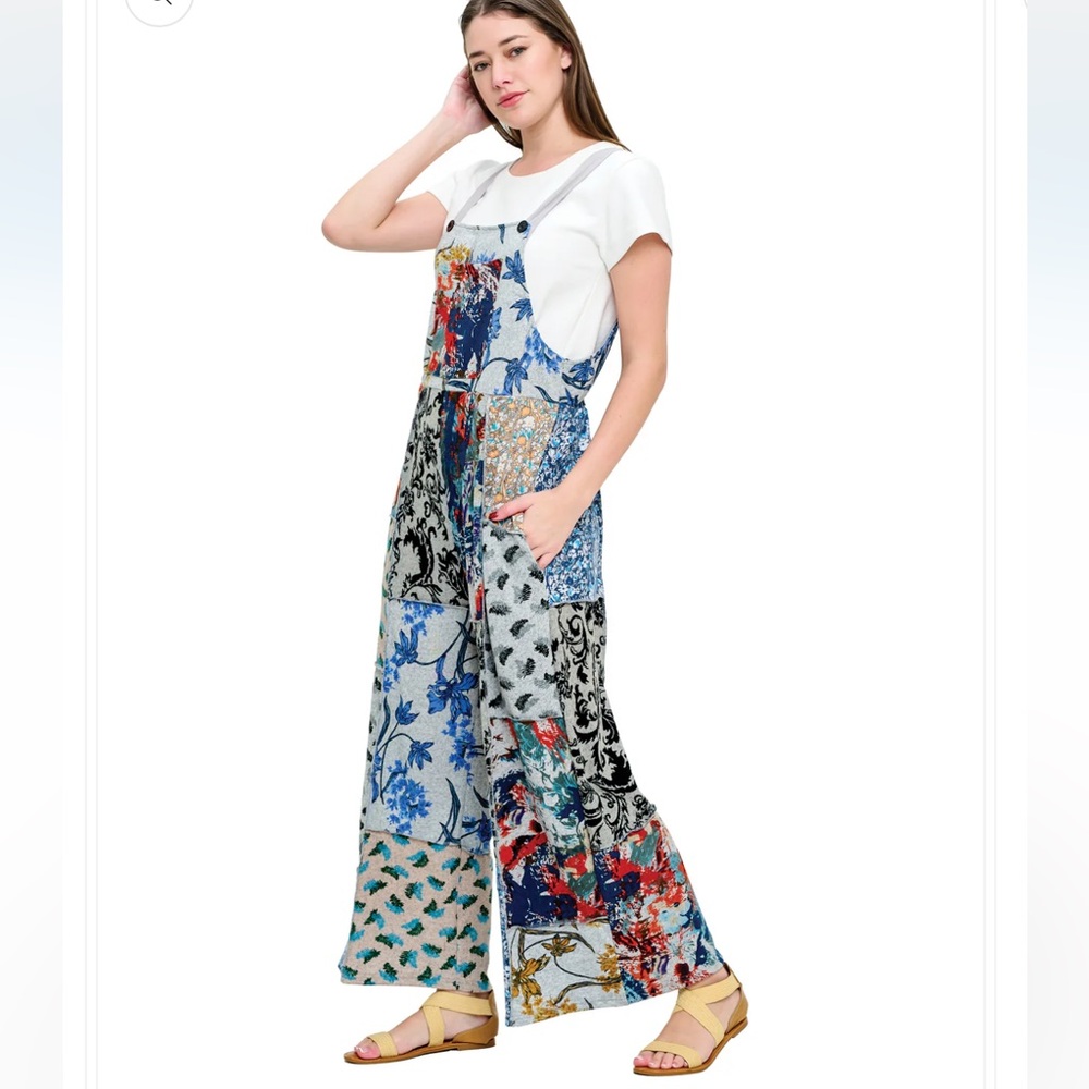 Yak & Yeti 25613 Overall Hippie Floral Multi-patch Jumper. Various Sizes. - Picture 3 of 3